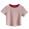 thumbnail image 1 of Ltctricy Toddler Baby Girls' T-Shirts Striped Short Sleeve Crew Neck Soft Casual Cotton Tees Infant Summer Clothes 1-9 Years, 1 of 4