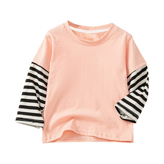 Ltctricy Toddler Boys Girls' Long Sleeve Shirts Cotton Crew Neck Color Block Patchwork T-Shirts Casual Tee Tops