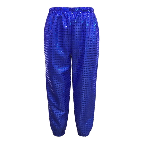Ltctricy Toddler Girls Boys Sequin Pants Kids Sparkly Dance Pants Elastic Waisted Jogger Pants Fall Clothes(Blue,7-8 Years)