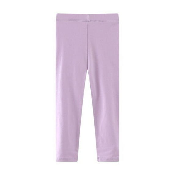 Ltctricy Toddler Girls' Cotton Leggings Elastic Waist Full Length Stretchy Slim Pull on Pants Children Tight Pants(Purple,3-4 Years)