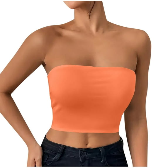 Ltctricy Tube Tops for Women Seamless Cropped Strapless Tank Shirts Going out Bandeau Tops Fashion Summer Outfits