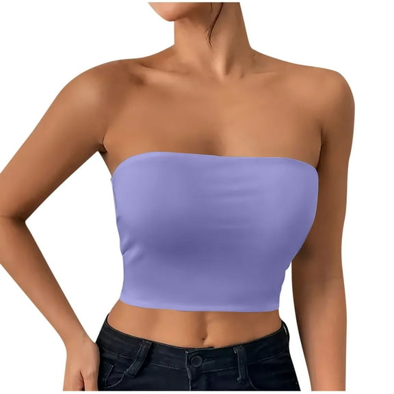 Ltctricy Tube Tops for Women Seamless Cropped Strapless Tank Shirts Going out Bandeau Tops Fashion Summer Outfits