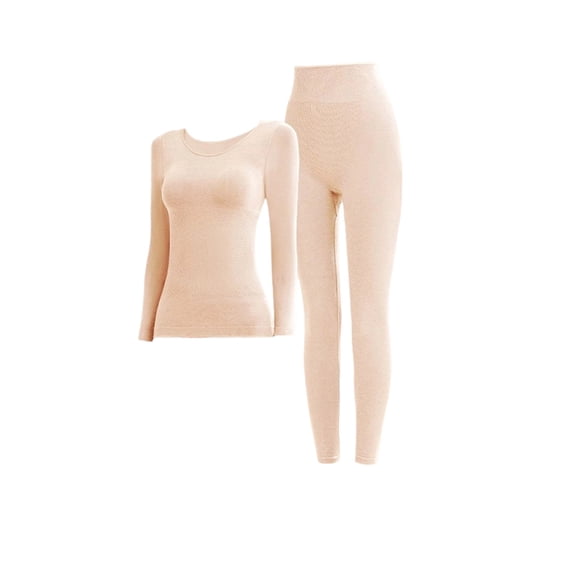 Ltctricy Two Piece Sets for Women Warm Comfy Pajama Set Slim Fit Long Sleeve Tops and Leggings Matching Lounge Sets(Beige,Large)