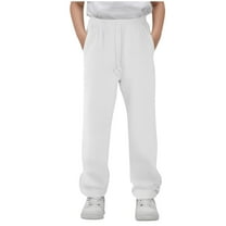 Ltctricy Unisex Children's Sweatpants Girls Boys Elastic Waist Drawstring Straight Leg Lounge Pants Casual Athletic Joggers(White,14-15 Years)