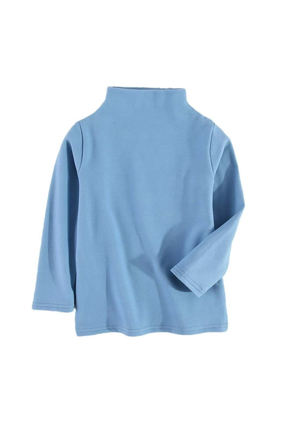 Unisex Children's Thermal Shirts Toddler Boys Girls Long Sleeve Turtleneck Fleece Undershirts Base Layer Tops(Blue,6-7 Years)