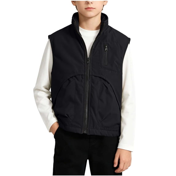 Ltctricy Unisex Kids and Toddlers Vest Boys Girls Zip Up Jacket Stand Collar Sleeveless Outerwear for Outdoor(Black,3-4 Years)