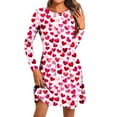 thumbnail image 1 of Ltctricy Valentine's Day Dresses for Women Lounge Long Sleeve A-Line Beach Dress Casual Fashion Crewneck Flowy Dress, 1 of 5