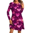 thumbnail image 1 of Ltctricy Valentine's Day Dresses for Women Lounge Long Sleeve A-Line Beach Dress Casual Fashion Crewneck Flowy Dress, 1 of 5