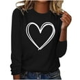thumbnail image 1 of Ltctricy Valentine's Day Shirts for Women 2025 Trendy Crew Neck Long Sleeve Heart Graphic Tees Casual Tunic Tops, 1 of 4