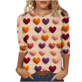 thumbnail image 1 of Ltctricy Valentine's Day Shirts for Women Cute Fashion 3/4 Sleeve Crewneck Tops for Gifts Casual Comfy Pullover Blouse, 1 of 5