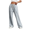 thumbnail image 1 of Ltctricy Wide Leg Pants for Women Elastic High Waisted Drawstring Striped Casual Pants Baggy Trendy Trousers with Pockets(Light Blue,Small), 1 of 7