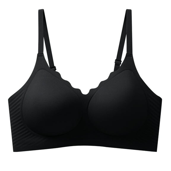Ltctricy Wireless Bras for Women Seamless Full Coverage Soft Support Lifting Push up Bras Comfortable Everyday Bralettes(Black,Large)