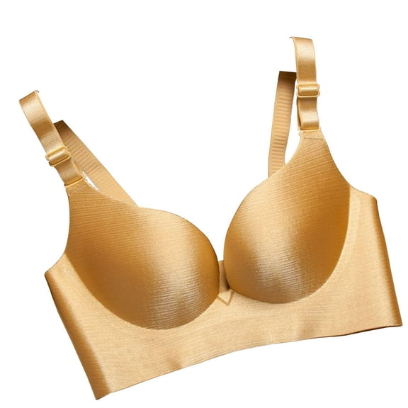 Ltctricy Wireless Bras for Women Seamless Full Coverage Soft Support Lifting Push up Bras Comfortable Everyday Bras(Gold,Large)