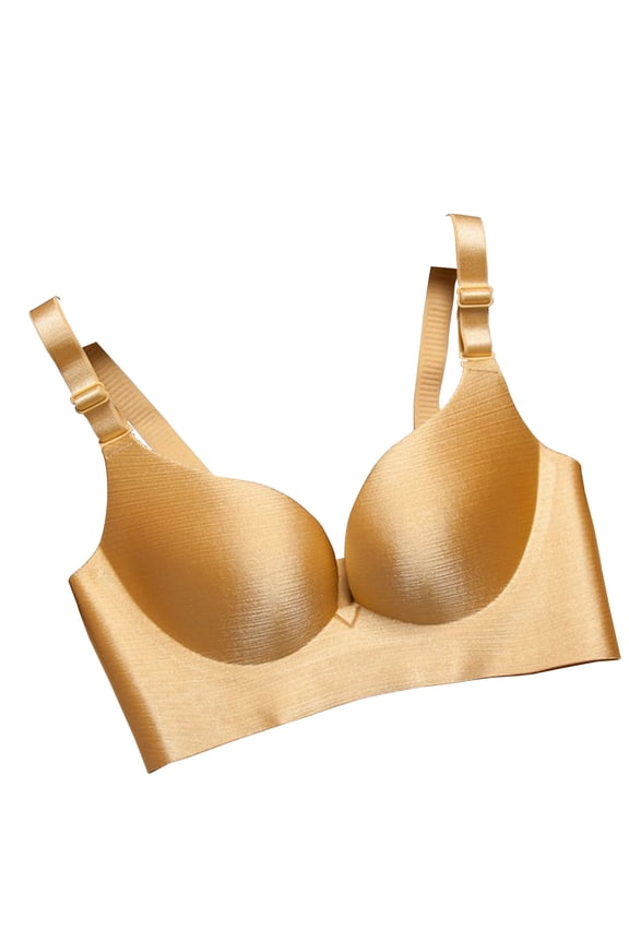 Wireless Bras for Women Seamless Full Coverage Soft Support Lifting Push up Bras Comfortable Everyday Bras(Gold,Large)