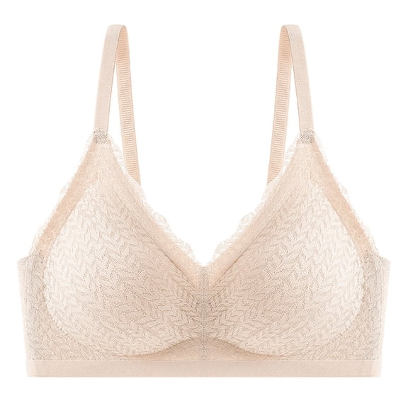 Ltctricy Wireless Bras for Women Seamless Lightly Lined Full Coverage Push up Lace Bralettes Comfortable Everyday Bras(Pink,XX-Large)