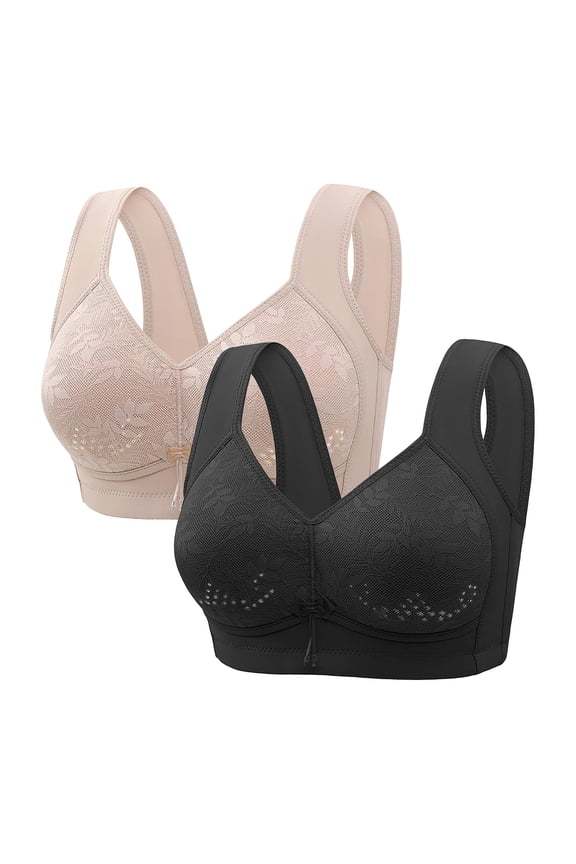 Women's 2 Pc Push up Bras Comfortable Wireless Supportive Full Coverage Bralettes Soft Plus Size Bras