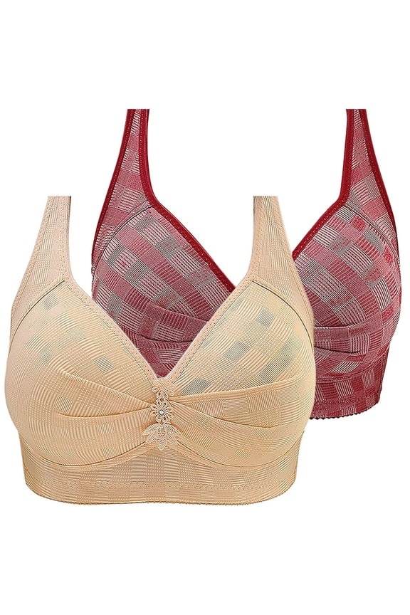 Women's 2 Pc Push up Bras No Underwire Supportive Lift Full Coverage Bralettes Comfort Plus Size Bras