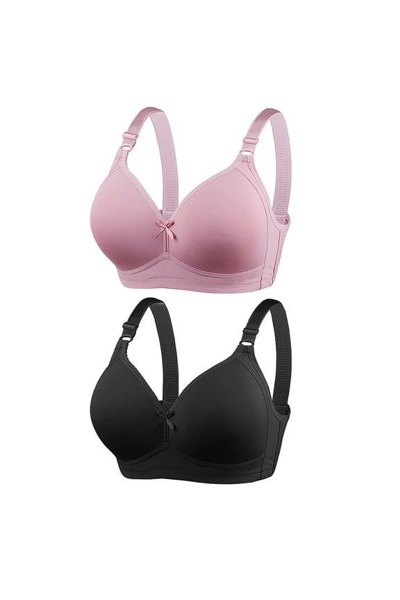 Women's 2 Pc Push up Bras Wireless Supportive Lift Seamless Full Coverage Bralettes Comfortable Plus Size Bras
