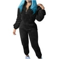 thumbnail image 1 of Ltctricy Women's 2 Piece Outfits Fuzzy Fleece Long Sleeve Half Zip Collared Cropped Pullover Sweater Tops Joggers Plush Warm Lounge Sets(Black,XX-Large), 1 of 5