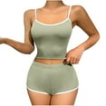 thumbnail image 1 of Ltctricy Women's 2 Piece Pajama Sets Soft Sleeveless Cami Crop Tops and Shorts Slim Lounge Outfits Sleepwear, 1 of 4