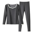 thumbnail image 1 of Ltctricy Women's 2 Piece Thermal Underwear Sets Casual Fleece Lined Long Sleeve Square Neck Tops and Tapered Pants Lounge Outfits, 1 of 2