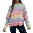 thumbnail image 1 of Ltctricy Women's Fall Sweater Trendy Long Sleeve Crew Neck Pullover Top Casual Loose Striped Sweaters, 1 of 1