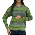 thumbnail image 1 of Ltctricy Women's Fall Sweater Trendy Long Sleeve Crew Neck Pullover Top Casual Loose Striped Sweaters, 1 of 2