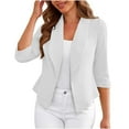 thumbnail image 1 of Ltctricy Women's 3/4 Sleeve Cropped Blazers Business Causal Lapel Open Front Cardigan Suit Jackets Lightweight Office Blazers(White,Large), 1 of 7