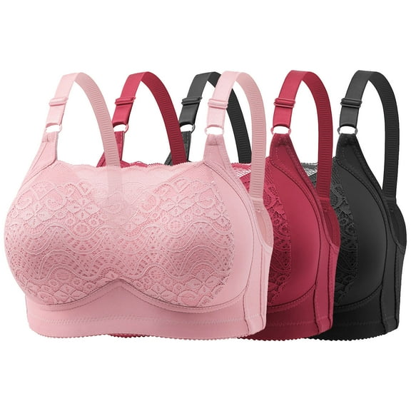 Ltctricy Women's 3 Pc Push up Bras Comfortable No Underwire Support Lift Plus Size Bralette Full Coverage Everyday Bras