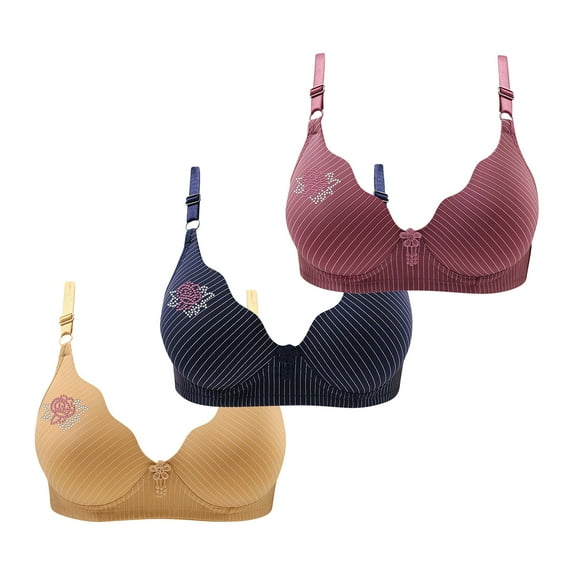 Ltctricy Women's 3 Pc Push up Bras Comfortable Wireless Supportive Full Figure Lift up Bralettes Soft Plus Size Bras