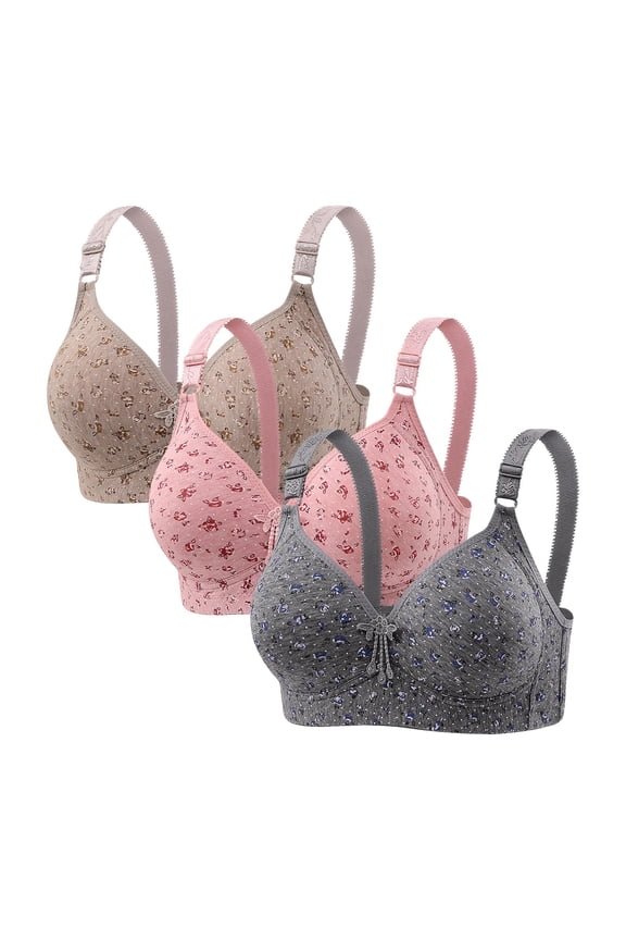 Women's 3 Pc Push up Bras Wireless Supportive Lift Plus Size Full Coverage Bralettes Comfortable Everyday Bras