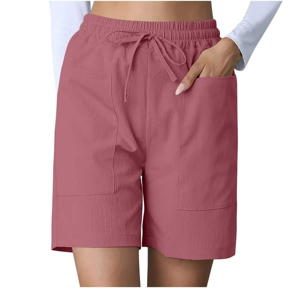 Ltctricy Women's Bermuda Shorts Elastic High Waisted Knee Length Casual Shorts Loose Lounge Shorts with Pockets
