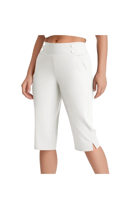 Women's Capri Pants Plus Size High Waisted Tapered Pull on Yoga Dress Cropped Pants Business Casual Summer Capris