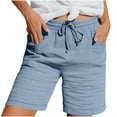 thumbnail image 1 of Ltctricy Women's Casual Shorts Elastic High Waisted Drawstring Pleated Mid Thigh Shorts Summer Beach Shorts with Pockets, 1 of 7