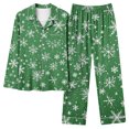 thumbnail image 1 of Ltctricy Women's Christmas Pajama Sets Long Sleeve V Neck Collared Button down Printed Sleepwear Top Pants 2 Piece Lounge Sets(Green,XX-Large), 1 of 7