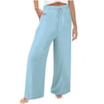 thumbnail image 1 of Ltctricy Women's Cotton Linen Pants High Waisted Drawstring Wide Leg Lounge Pants Casual Palazzo Trousers with Pockets, 1 of 7