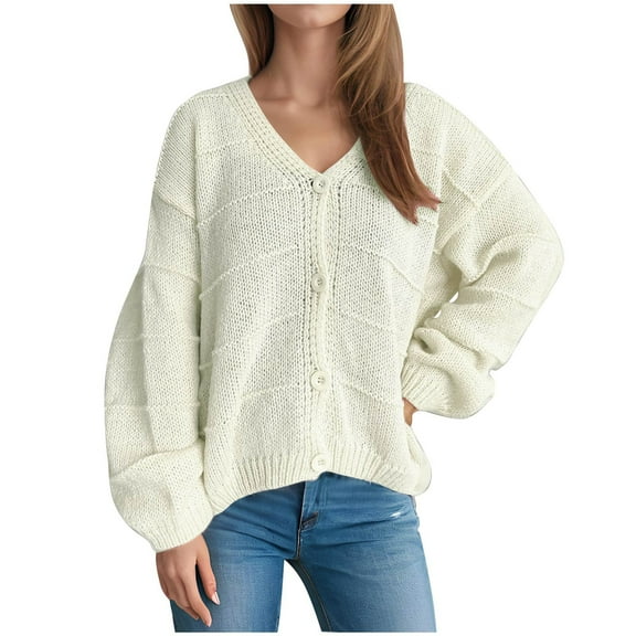 Ltctricy Women's Fall Sweater Cardigan Lightweight Knitted Button down Casual Outerwear Trendy Baggy Long Sleeve Sweater