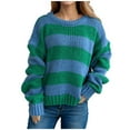 thumbnail image 1 of Ltctricy Women's Fall Sweater Winter Warm Soft Knitted Loose Pullover Tops Casual Striped Comfy Crewneck Shirts, 1 of 6