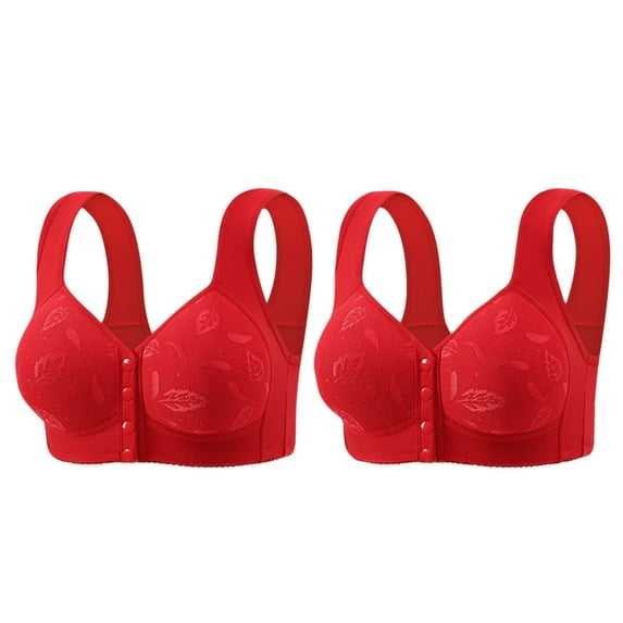 Ltctricy Women's Front Closure Bras 2 Pc Wireless Plus Size Full Coverage Push up Bras Supportive Everyday Bralettes