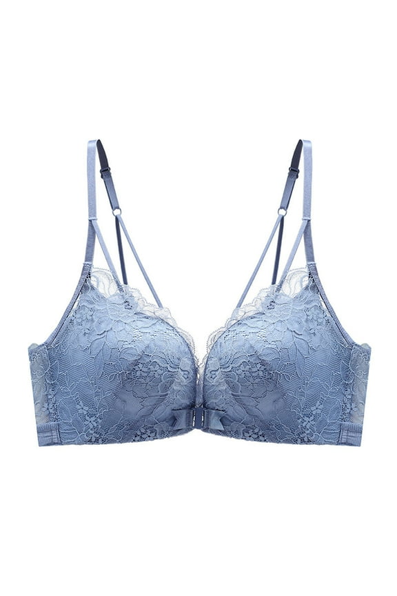 Women's Front Closure Bras Lace Wireless Lightly Padded Full Coverage Push up Bralettes Lift up Bras