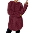 thumbnail image 1 of Ltctricy Women's Fuzzy Fleece Hoodies Casual Long Sleeve Drawstring Curved Hem Textured Pullover Sweatshirts Cozy Tunic Sweaters(Wine,Small), 1 of 7