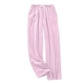 thumbnail image 1 of Ltctricy Women's Fuzzy Fleece Lounge Pants Drawstring Elastic Waist Wide Leg Plush Pajama Pants Comfy Pj Bottoms with Pockets(Pink,3X-Large), 1 of 5