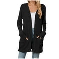 thumbnail image 1 of Ltctricy Women's Long Cardigan Knitted Ribbed Open Front Casual Outerwear Loose Lightweight Long Sleeve Cardigan, 1 of 6