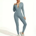 thumbnail image 1 of Ltctricy Women's Long Sleeve Workout Jumpsuits Ribbed Half Zip Full Length Slim Athletic Bodycon Stretchy Yoga Rompers, 1 of 5