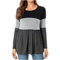 thumbnail image 1 of Ltctricy Women's Maternity Babydoll Tops Long Sleeve Crew Neck Double Layer Color Block Tunic Shirts Casual Pregnant T-Shirts(Gray,Medium), 1 of 7