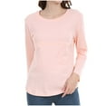 thumbnail image 1 of Ltctricy Women's Maternity Shirts Long Sleeve Crew Neck Zip Front Curved Hem Soft Casual T-Shirts Pregnancy Tunic Tops(Pink,XX-Large), 1 of 7