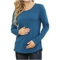 thumbnail image 1 of Ltctricy Women's Maternity T-Shirts Long Sleeve Crew Neck Side Zip Curved Hem Tunic Tops Casual Pregnancy Tees(Blue,Small), 1 of 7