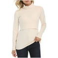 thumbnail image 1 of Ltctricy Women's Maternity Turtleneck Shirts Long Sleeve Double Layer Solid Color Thermal Tops Soft Comfy Pregnancy Undershirts(Beige,Medium), 1 of 6