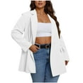 thumbnail image 1 of Ltctricy Women's Oversized Blazers Business Casual Lapel Long Sleeve Button Solid Color Suit Jackets Work Office Outwear Coats(White,X-Large), 1 of 7
