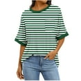 thumbnail image 1 of Ltctricy Women's Oversized T Shirts Casual Loose Half Sleeve Crew Neck Striped Tunic Tops Trendy Summer Tee Blouses with Pocket, 1 of 7